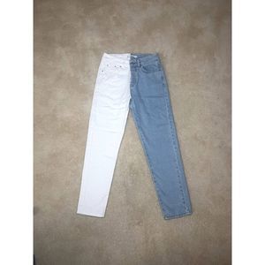 Adika White & Blue Jeans | Button Fly | Small